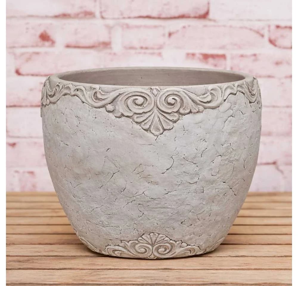 AltoBelli Blumentopf Adelina Zement Antik Grau Patina