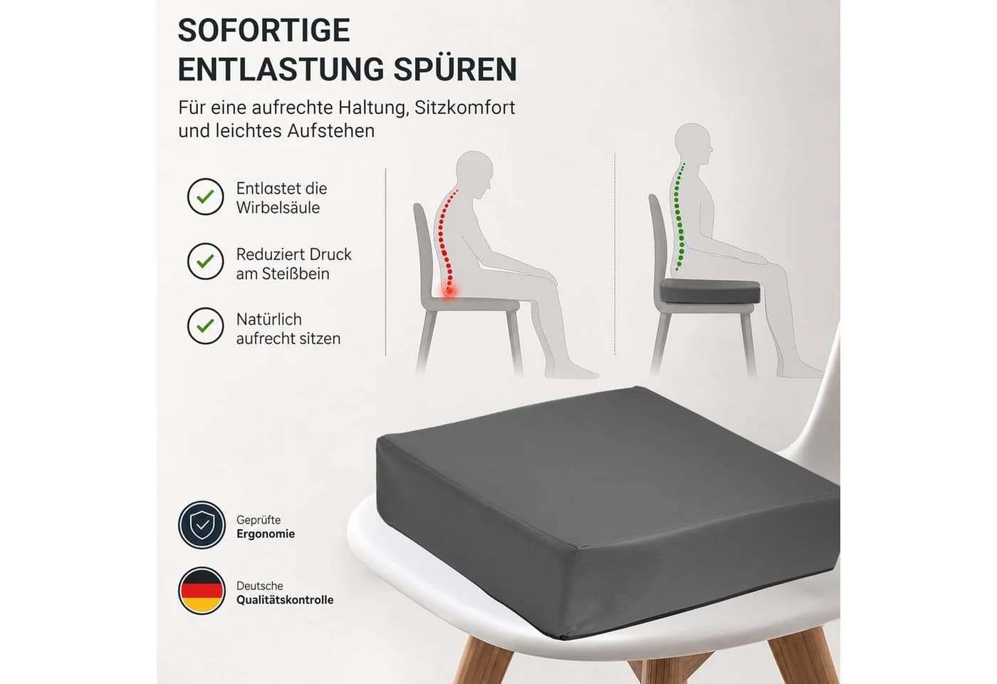 Stoffschmiede Sitzkissen Orthopädisch Kunstleder Braun