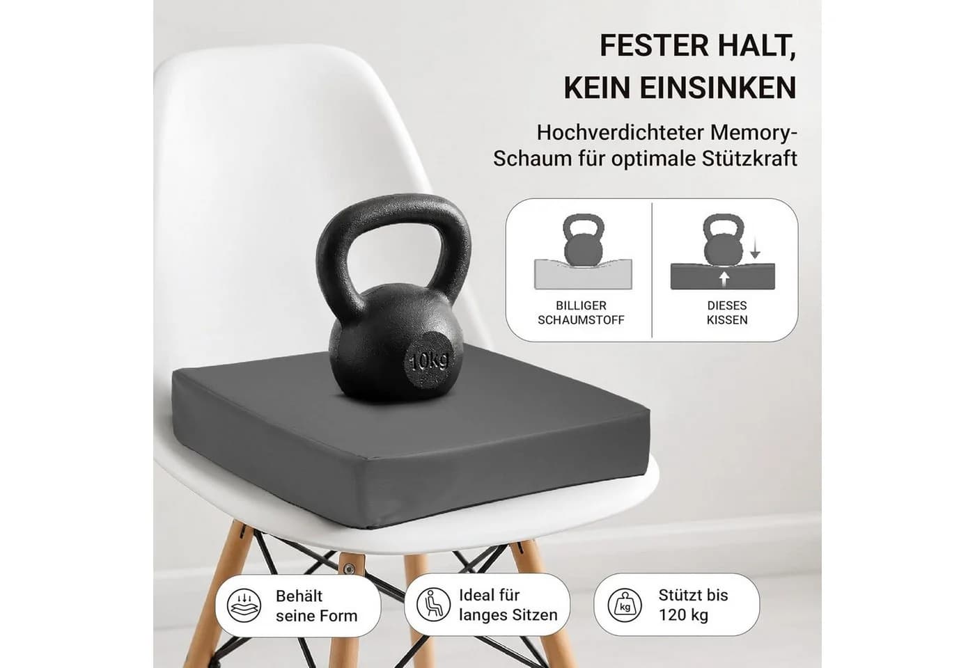 Stoffschmiede Sitzkissen Orthopädisch Kunstleder Braun - Bild 3