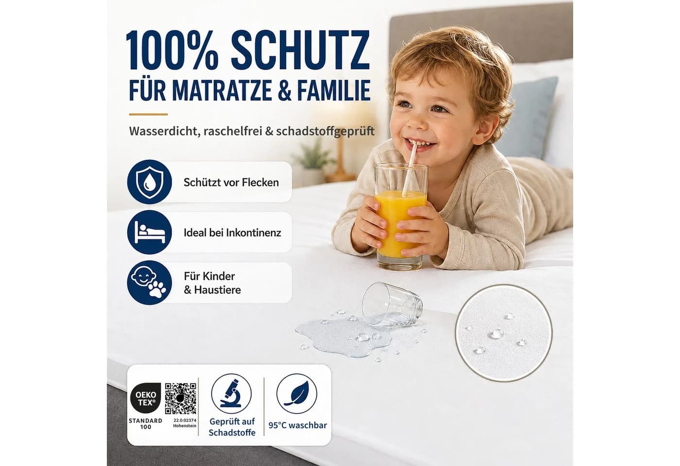 Stoffschmiede Matratzenschoner wasserdicht 100% Baumwolle weiß