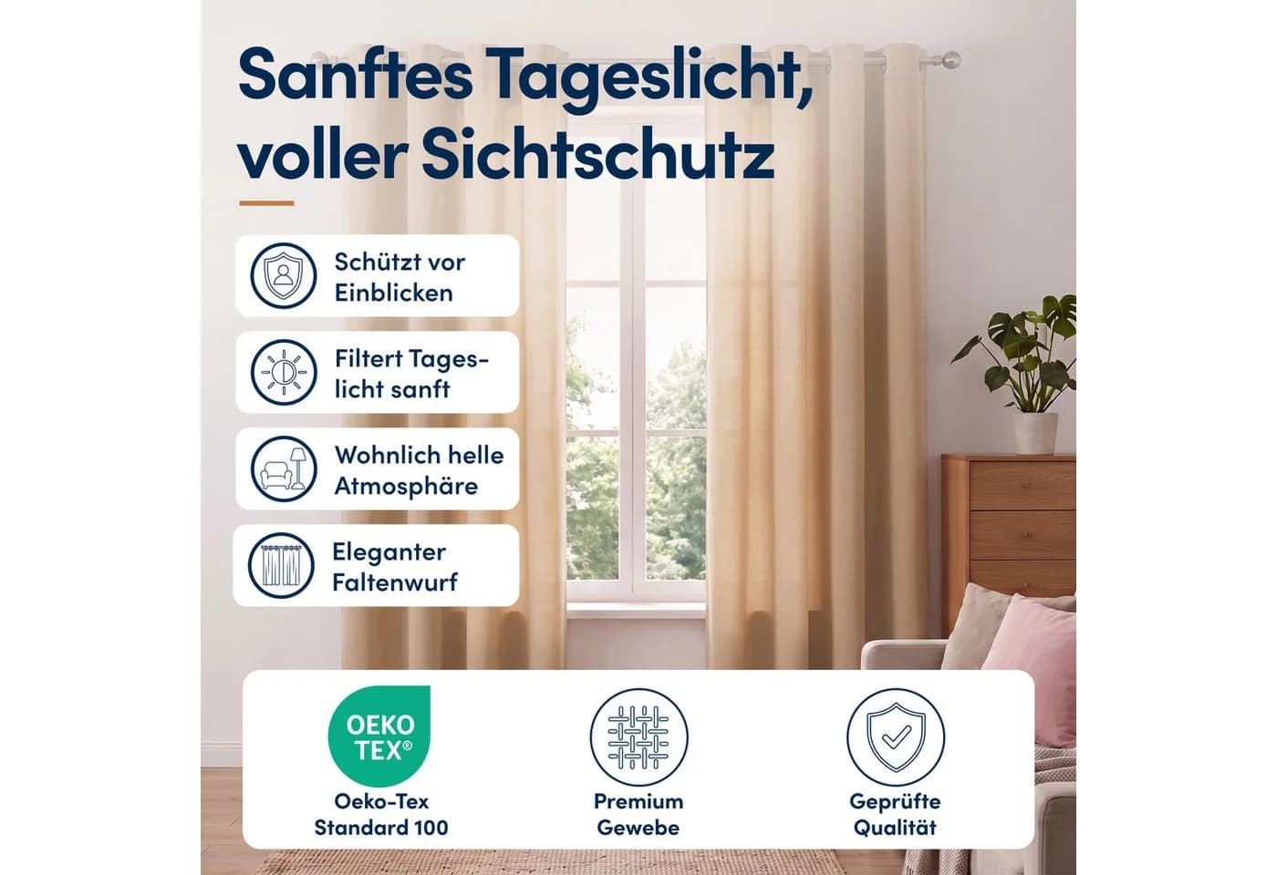 Stoffschmiede Blickdichte Gardine Braun Kräuselband & Ösen