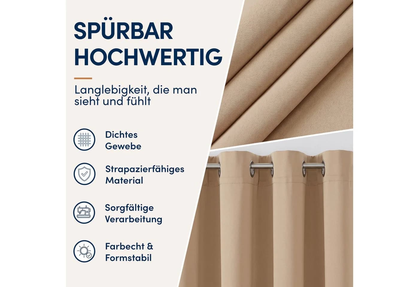 Stoffschmiede Blickdichte Gardine Braun Kräuselband & Ösen - Bild 3