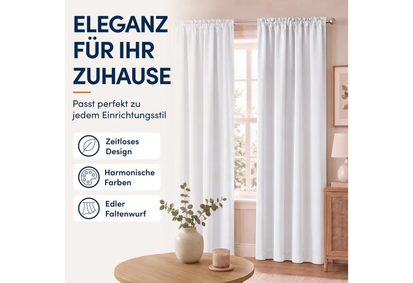 Stoffschmiede Gardine Blickdicht Weiß Kräuselband & Ösen - Bild 4