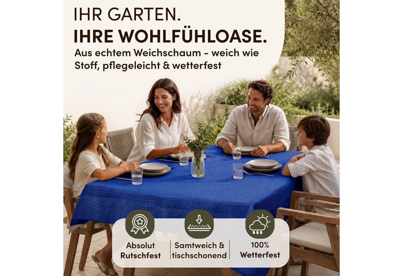 Stoffschmiede Gartentischdecke Blau PVC Wetterfest