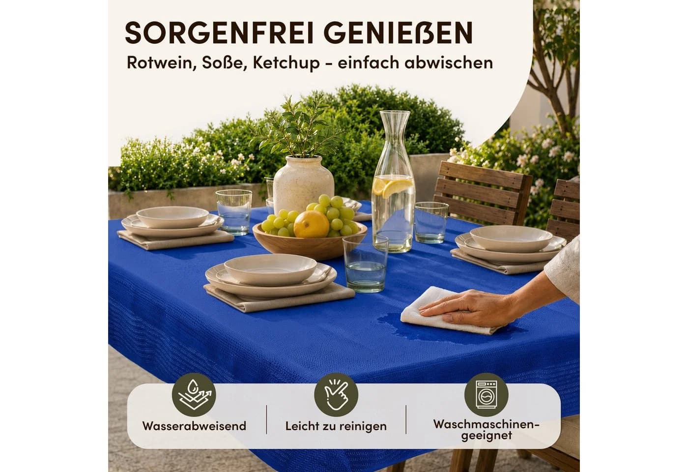 Stoffschmiede Gartentischdecke Blau PVC Wetterfest - Bild 5