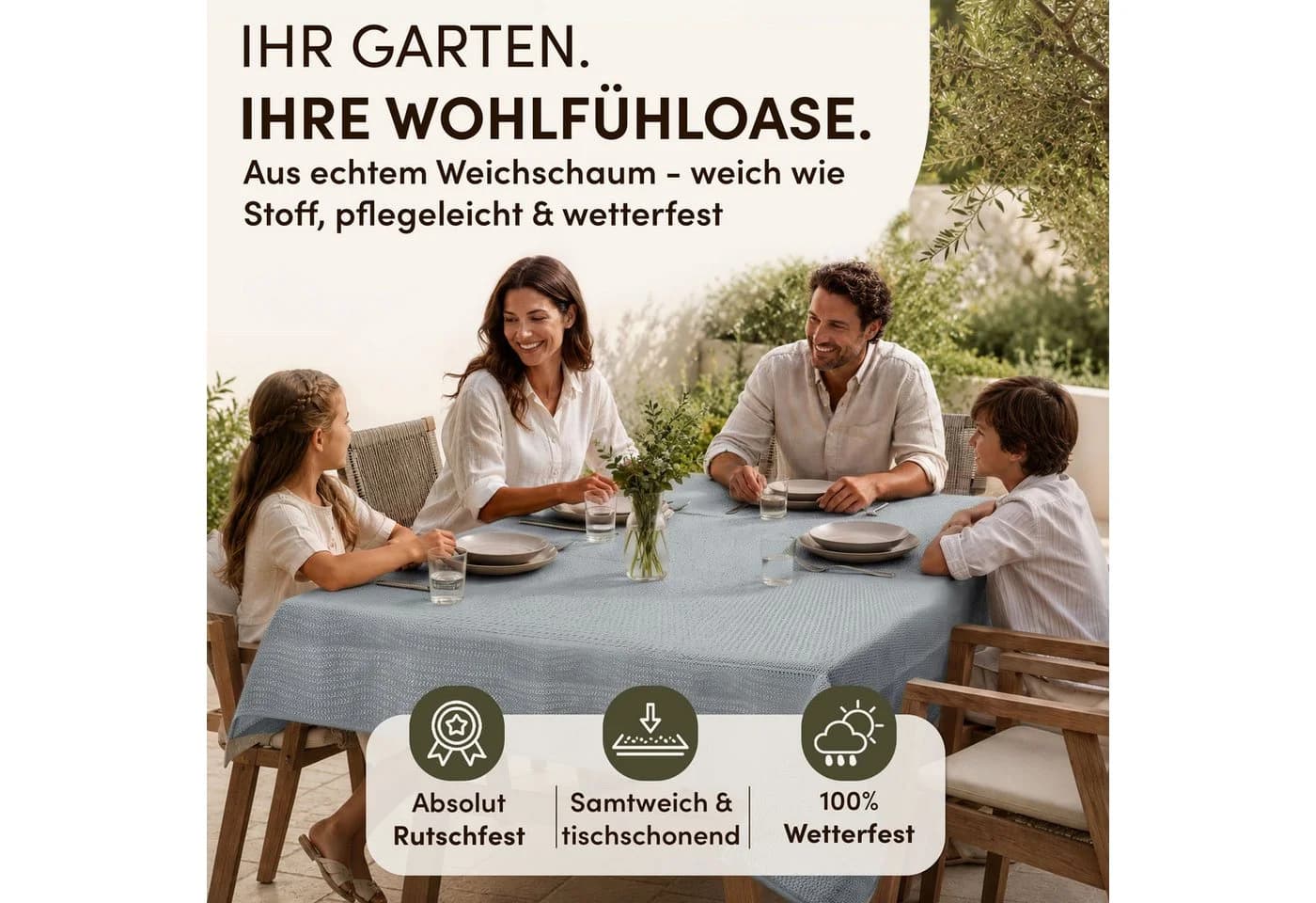 Stoffschmiede Gartentischdecke PVC Wetterfest Grau