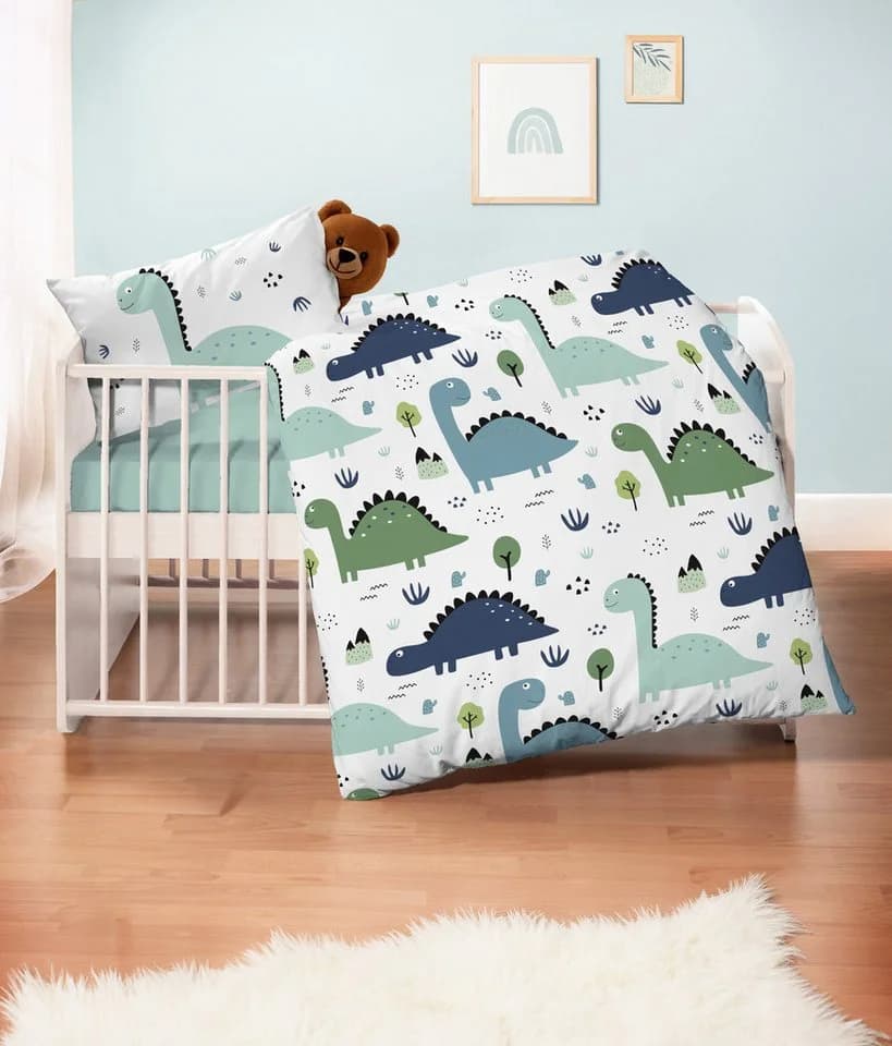 Stoffschmiede Kinderbettwäsche 3-Teilig Dinosaurier Bio-Baumwolle