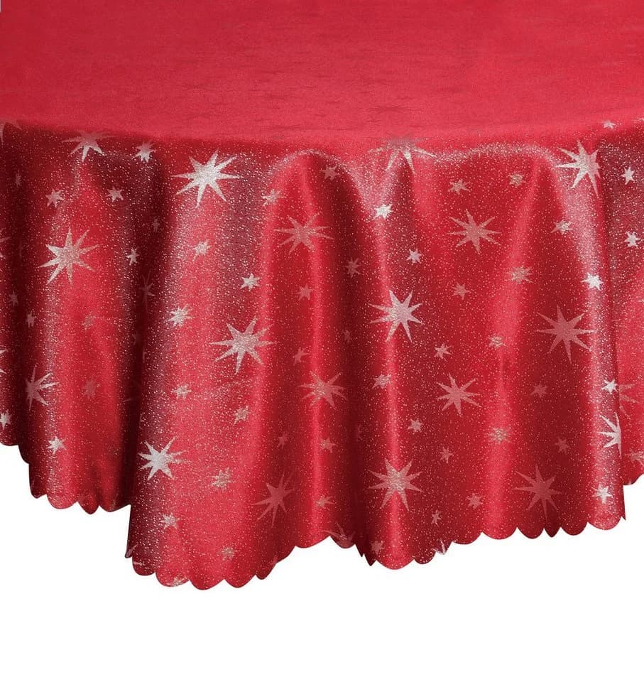 Stoffschmiede Tischdecke Weihnachten Lurex Sternenmotiv Bordeaux - Bild 2
