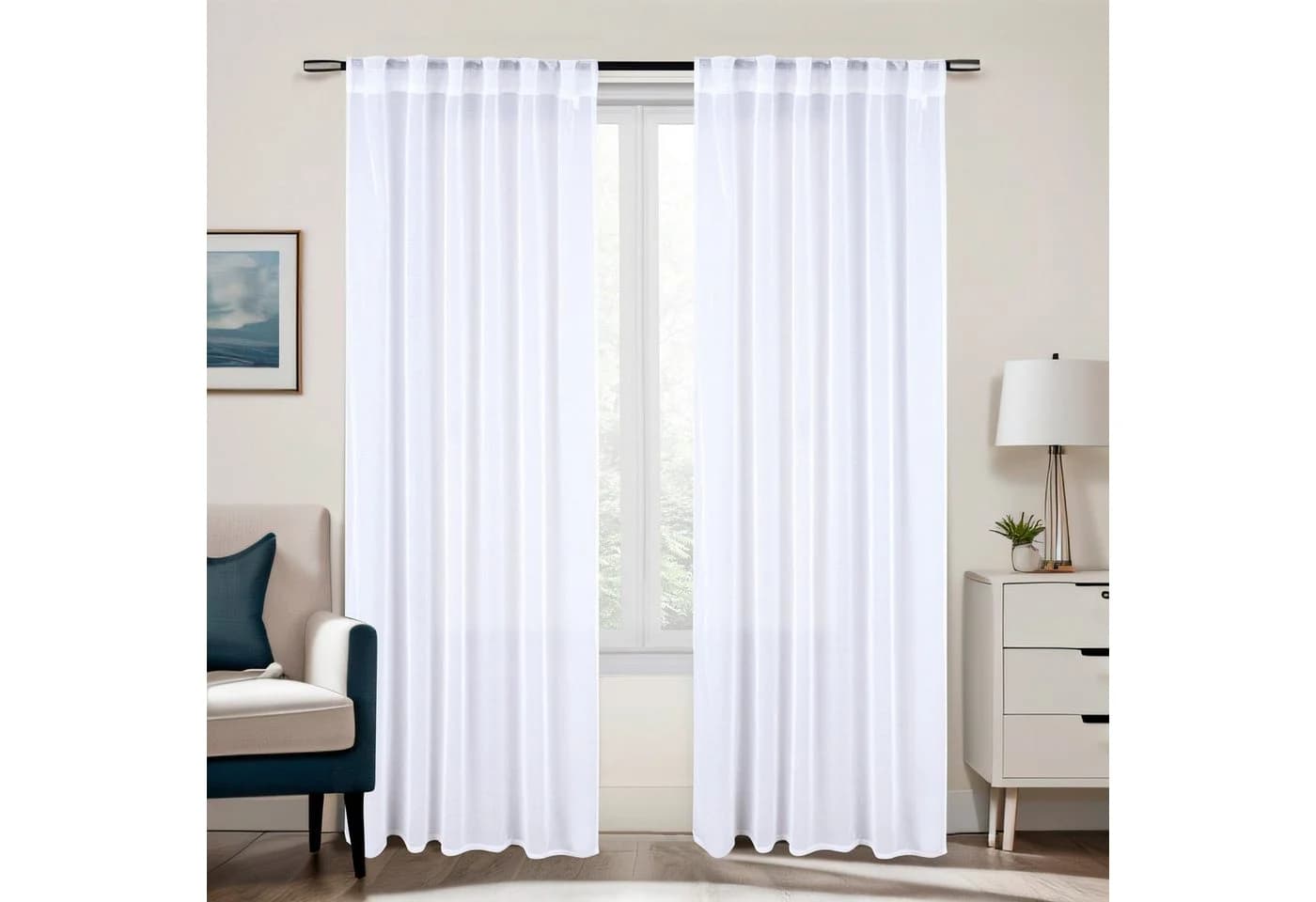 Stoffschmiede Gardine Verdeckte Schlaufe Weiß Polyester - Bild 4
