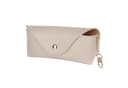 MIRROSI Brillenetui Echtleder Beige Made in Italy mit Karabiner Bild 2