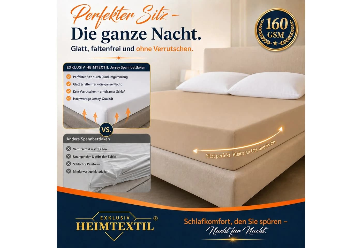 EXKLUSIV HEIMTEXTIL Spannbettlaken Jersey Deluxe 100% Baumwolle Braun - Bild 3