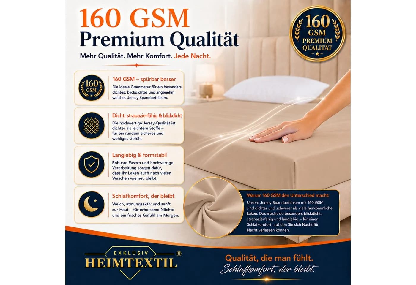 EXKLUSIV HEIMTEXTIL Spannbettlaken Jersey Deluxe 100% Baumwolle Braun - Bild 4