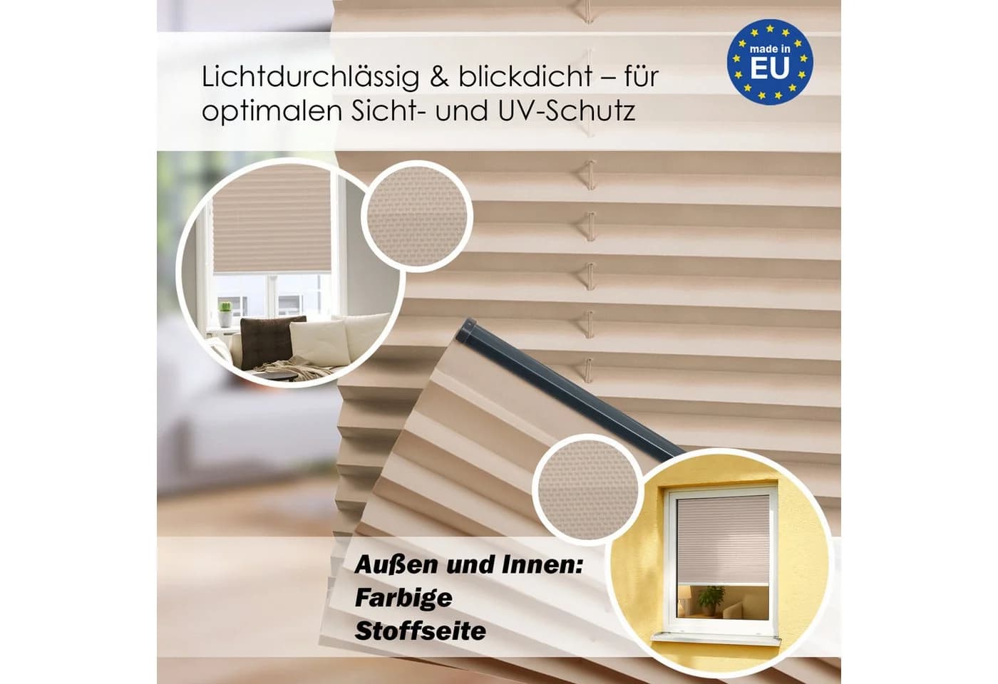 DomDeco Plissee Premium Beige Ohne Bohren Modern
