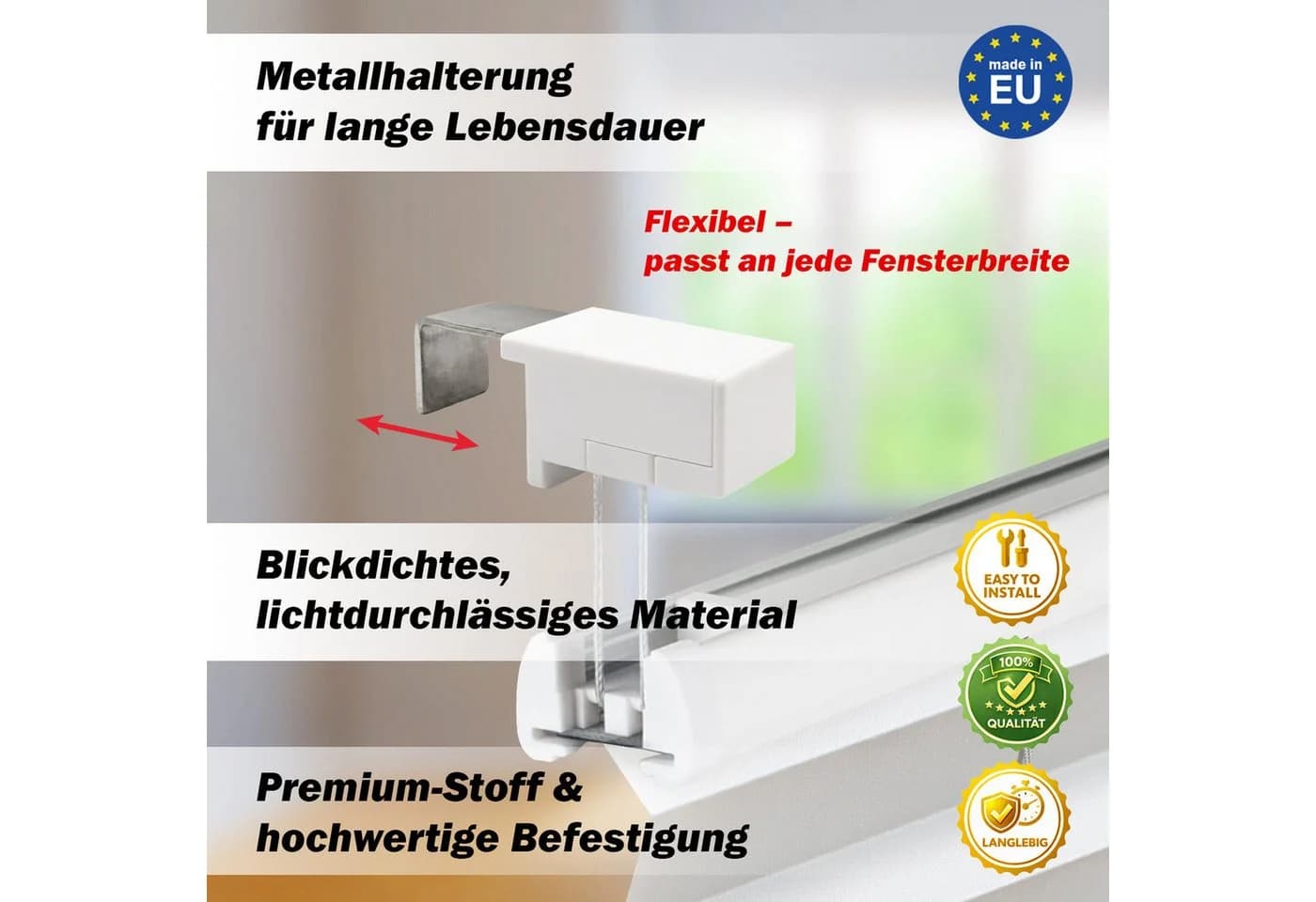 DomDeco Plissee Premium Beige Ohne Bohren Modern - Bild 4