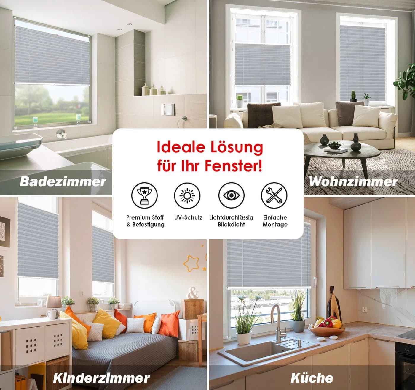 DomDeco Plissee Premium Plissee ohne Bohren, Sichtschutz, lichtdurchlässig, blickdicht, Klemmfix, UV-beständig, modernes Design, stufenlos