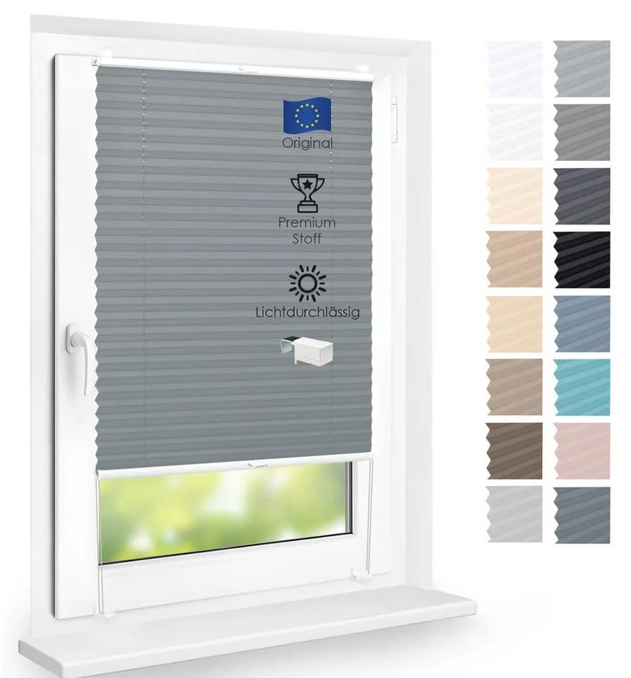 DomDeco Plissee Premium Plissee ohne Bohren, Sichtschutz, lichtdurchlässig, blickdicht, Klemmfix, UV-beständig, modernes Design, stufenlos - Bild 2