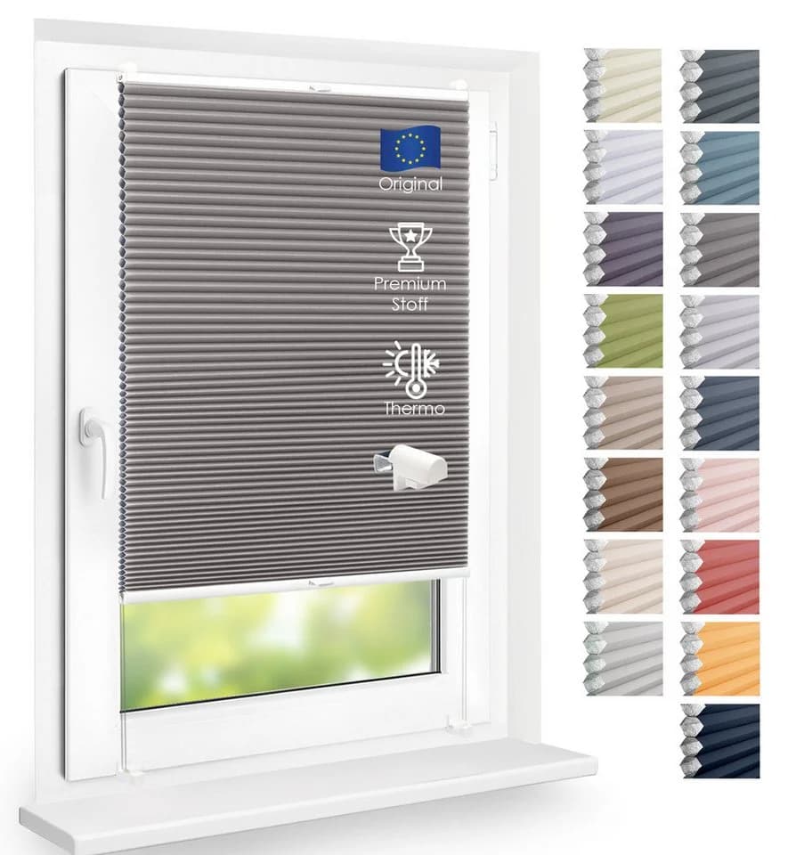 DomDeco Wabenplissee Thermo Grau - Verdunkelung & Klemmfix - Bild 2