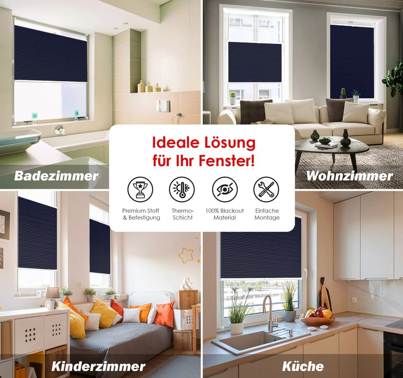 DomDeco Thermo Wabenplissee Schwarz Verdunkelung ohne Bohren - Bild 3