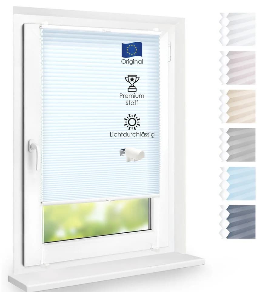 DomDeco Wabenplissee Hellblau ohne Bohren Klemmfix UV-Schutz - Bild 2