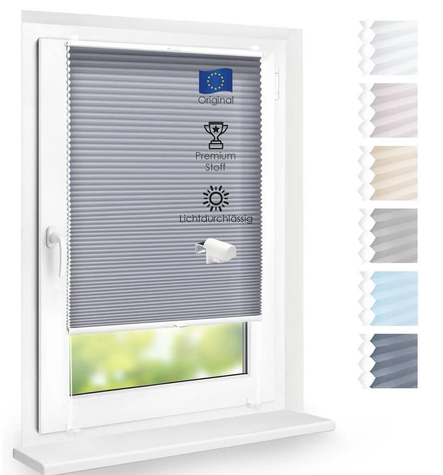 DomDeco Wabenplissee Premium ohne Bohren Grau Sichtschutz - Bild 2