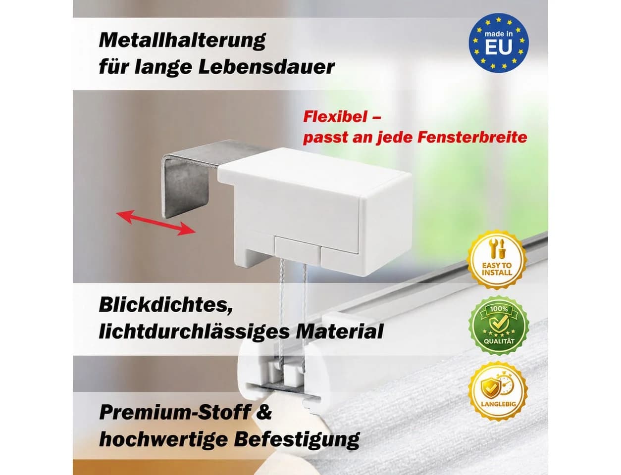 DomDeco Wabenplissee Premium ohne Bohren Grau Sichtschutz - Bild 4