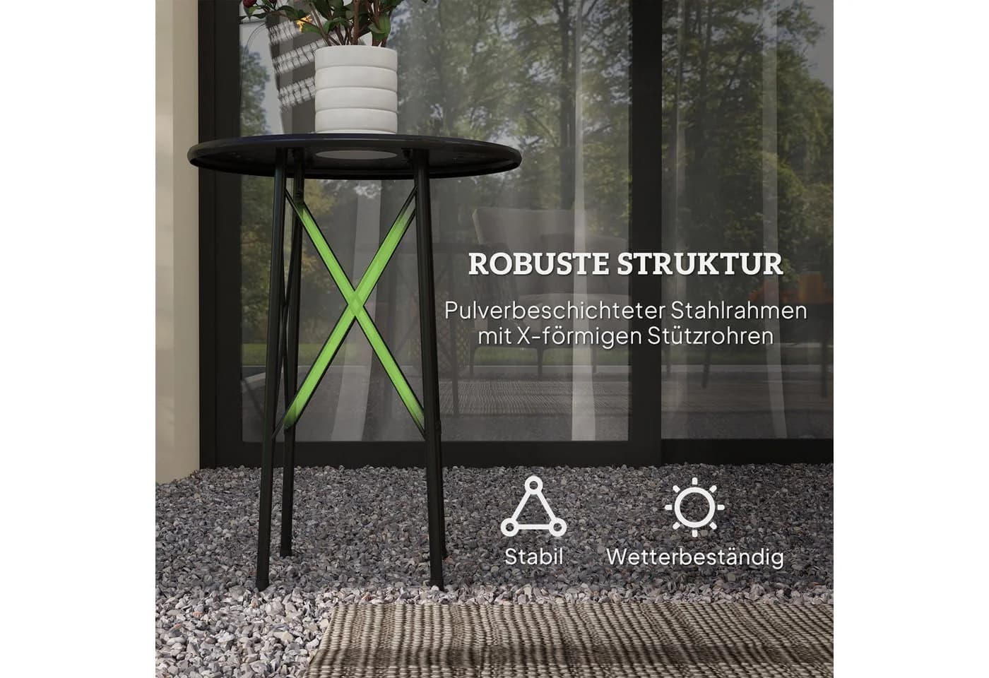 furnicato Runder Gartentisch Schwarz mit Blumendesign - Bild 4