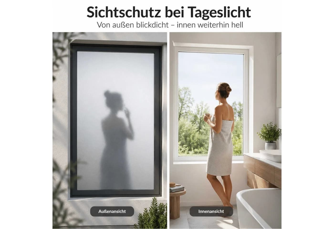 Nomiro Fensterfolie Sichtschutz Streifen silber selbstklebend