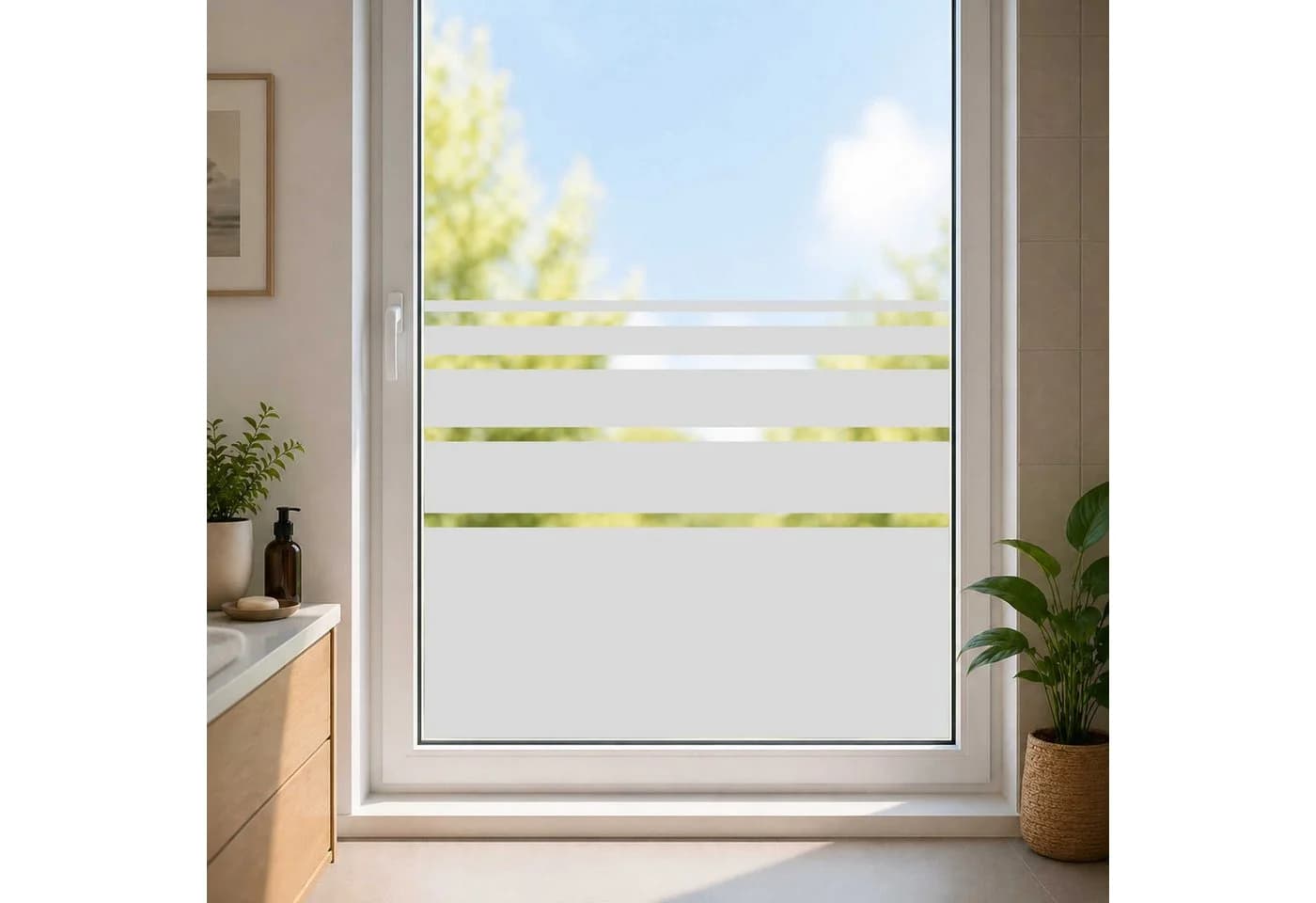 Nomiro Fensterfolie Sichtschutz Streifen silber selbstklebend - Bild 2