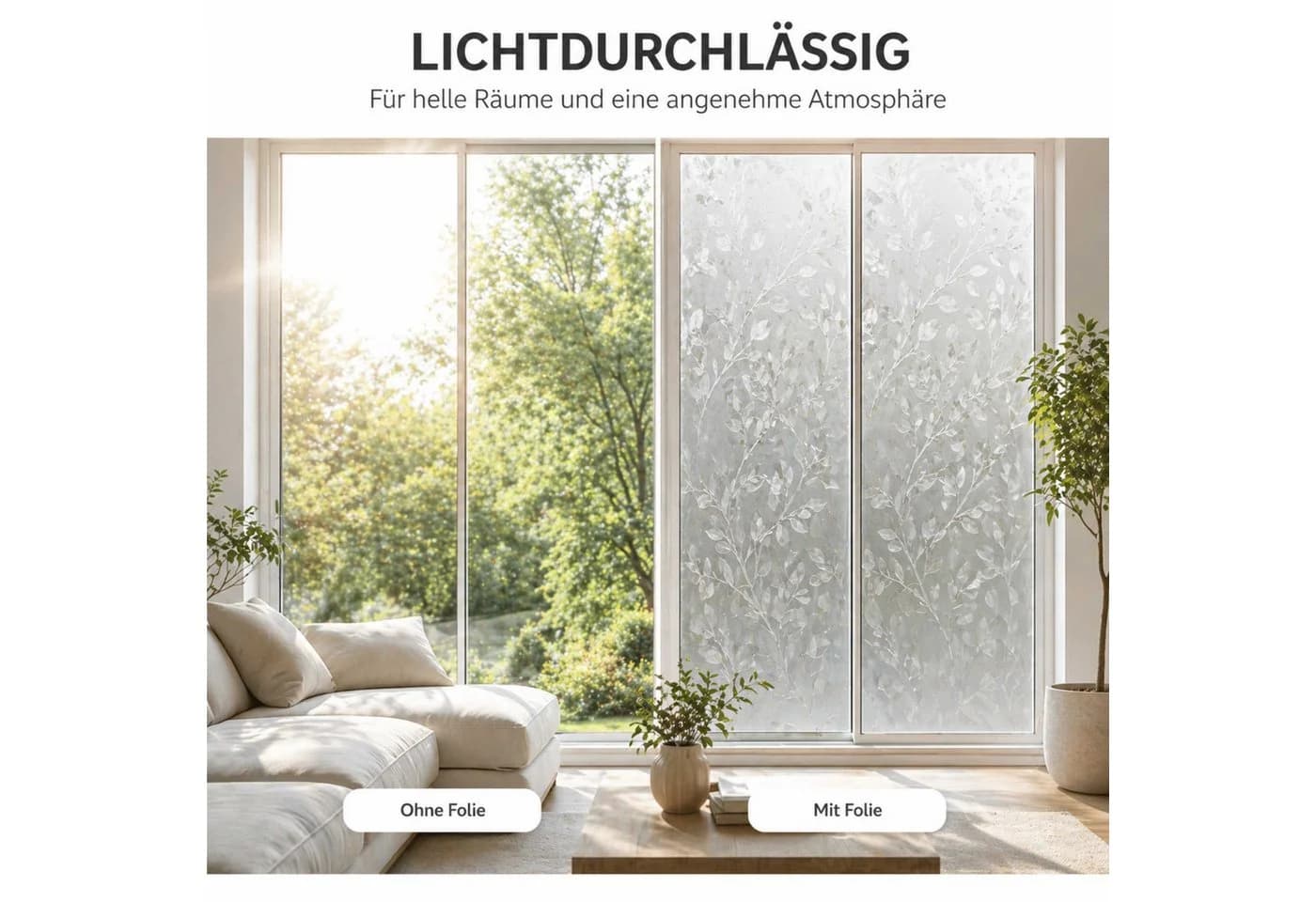 Nomiro Fensterfolie Sichtschutz Streifen silber selbstklebend - Bild 5