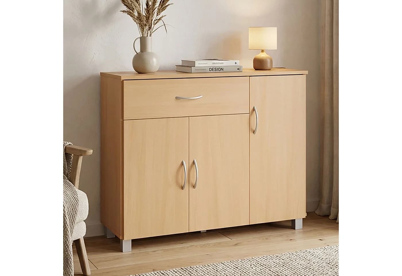 furnicato Sideboard Kommode Buche Grau mit höhenverstellbaren Fächern - Bild 3