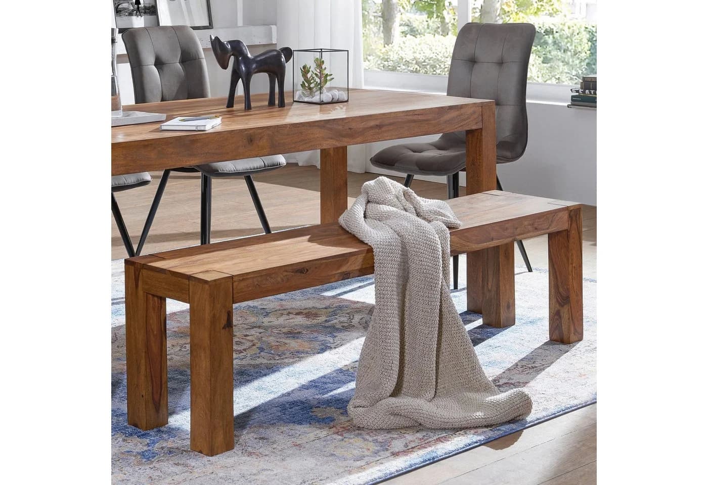 furnicato Esszimmerbank Massivholz Walnuss Finish
