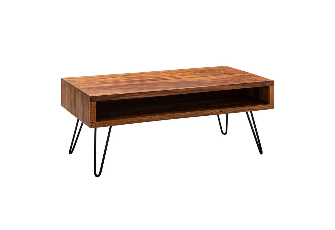 furnicato Couchtisch Massivholz Braun mit Haarnadelbeinen - Bild 2