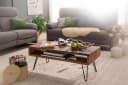 furnicato Couchtisch Massivholz Braun mit Haarnadelbeinen Bild 3