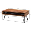 furnicato Couchtisch Massivholz Braun mit Haarnadelbeinen Bild 4