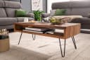 furnicato Couchtisch Massivholz Braun mit Haarnadelbeinen Bild 5