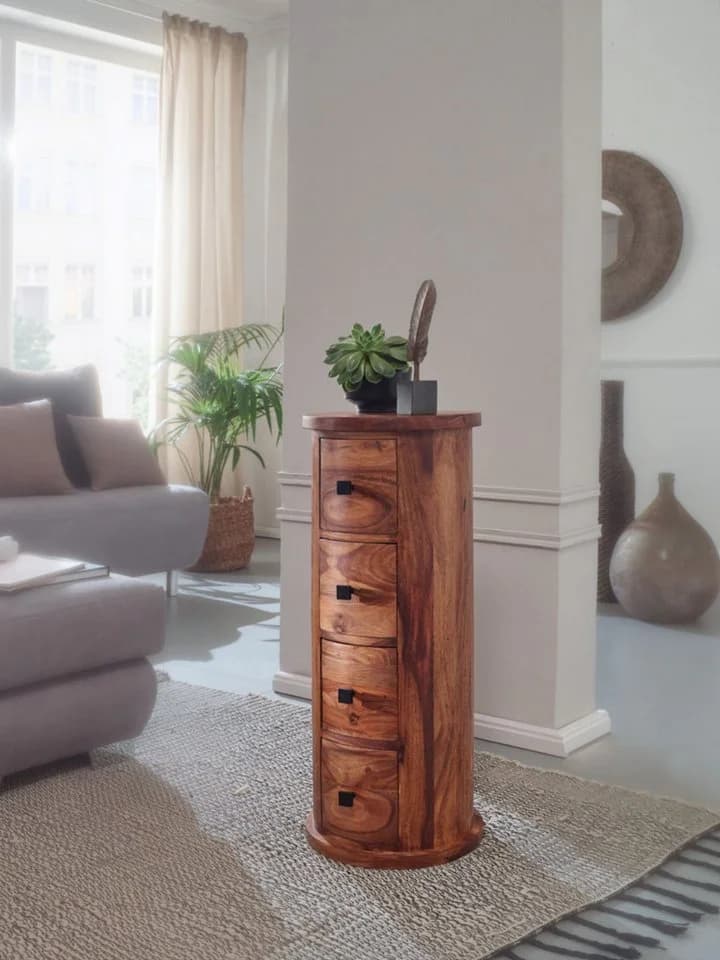 furnicato Sideboard Kommode Massivholz Braun mit 4 Schubladen - Bild 3