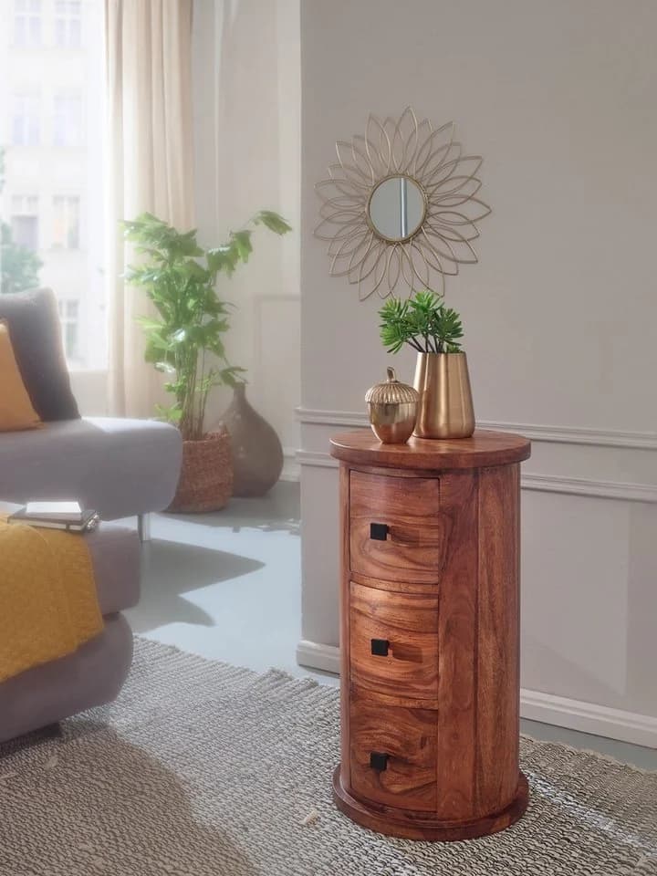 furnicato Sideboard Kommode Massivholz Walnuss Finish 3 Schubladen - Bild 3