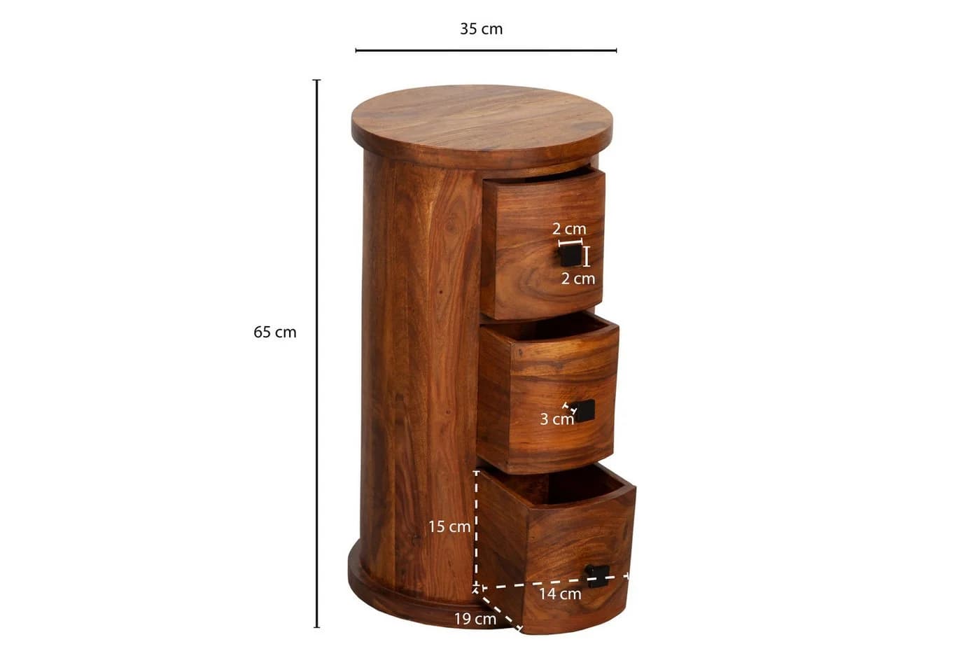 furnicato Sideboard Kommode Massivholz Walnuss Finish 3 Schubladen - Bild 4