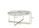 furnicato Runder Sofatisch Weiß Marmor-Optik Gold Bild 4