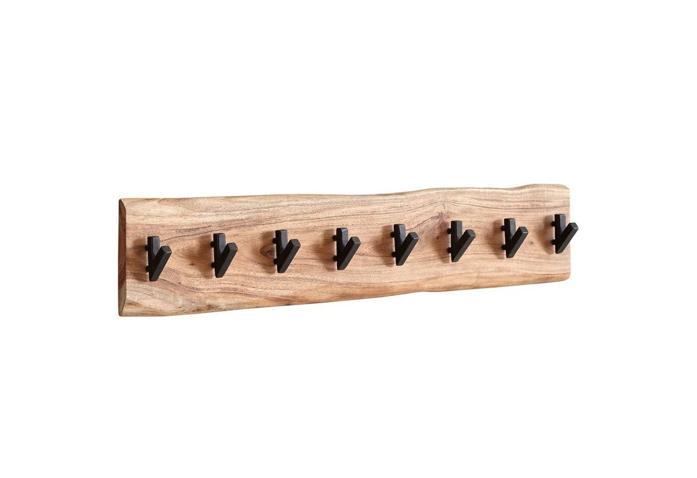 furnicato Wandgarderobe Echtholz mit 8 Haken Braun Schwarz - Bild 2