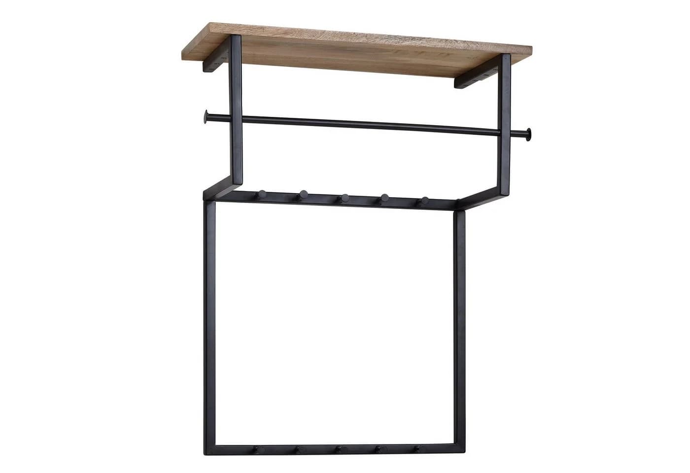 furnicato Wandgarderobe Vollholz Metall Braun Schwarz - Bild 2
