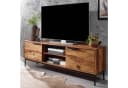 furnicato Lowboard TV-Unterschrank Massivholz Walnuss Finish Braun Bild 1