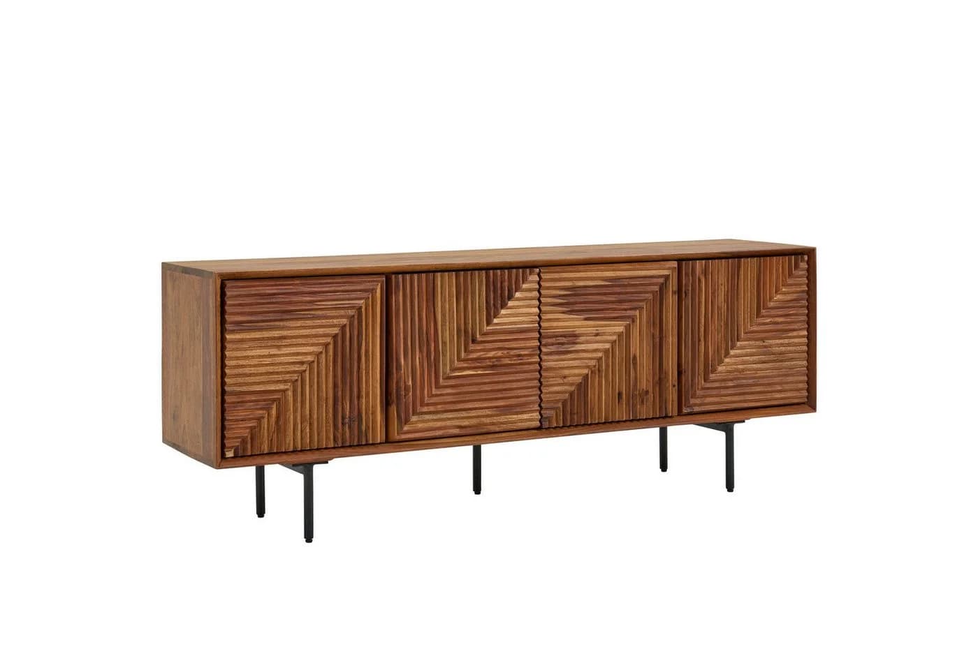 furnicato Lowboard TV-Unterschrank Massivholz Walnuss Finish - Bild 2