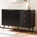 furnicato Sideboard Kommode Lamellenoptik Schwarz Bild 1