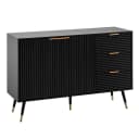 furnicato Sideboard Kommode Lamellenoptik Schwarz Bild 2