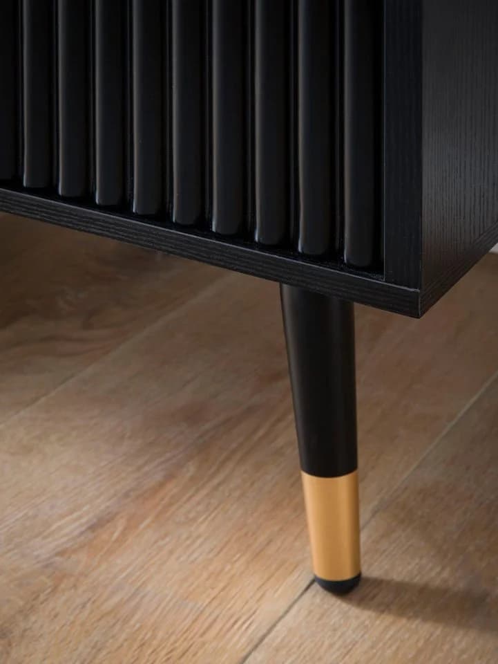 furnicato Sideboard Lamellenoptik Schwarz - Bild 5