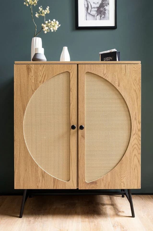 furnicato Sideboard Braun mit Polyrattan-Geflecht - Bild 5