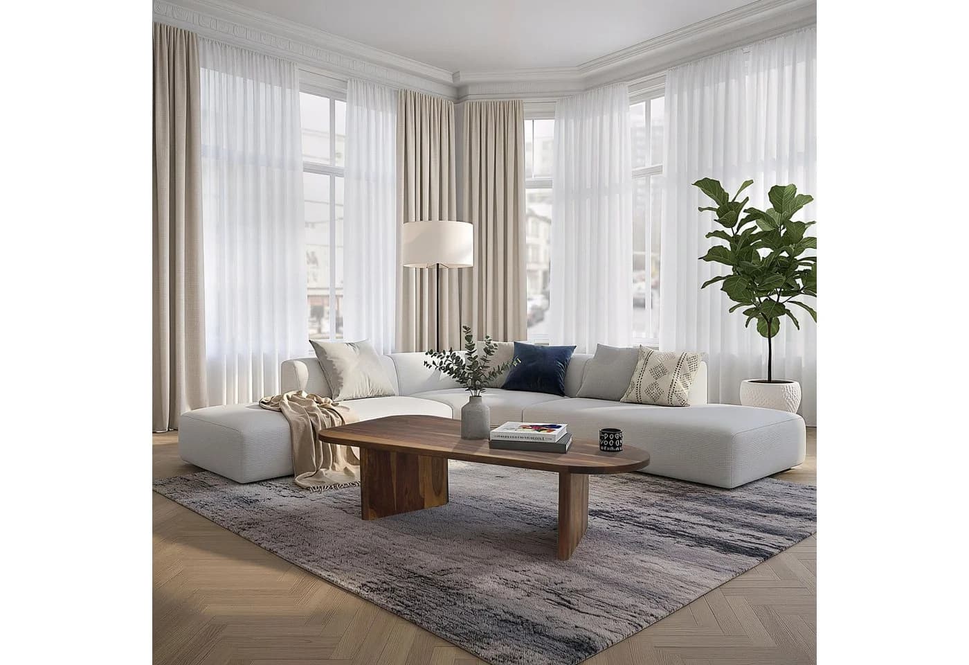 furnicato Couchtisch Oval Massivholz Braun Modern - Bild 3