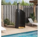 furnicato Gartendusche Schwarz PE-Rattan Echtholz Bild 3