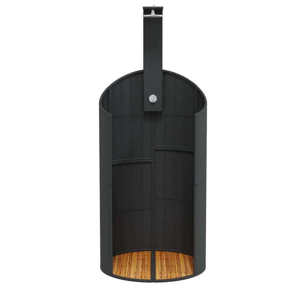 furnicato Gartendusche Schwarz PE-Rattan Echtholz - Bild 5